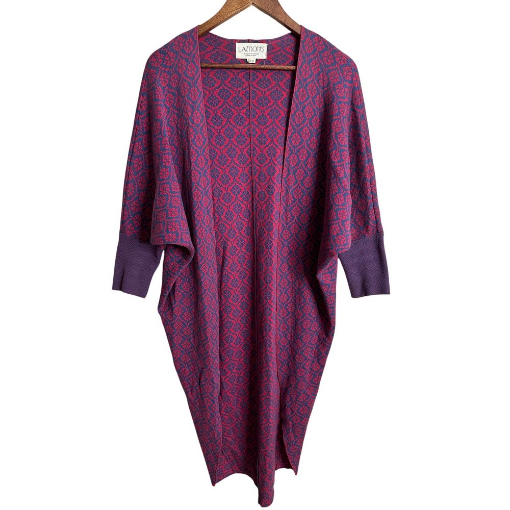 Lazybones Jacquard Knit Dolman Sleeves Relaxed Cardigan Womans XS